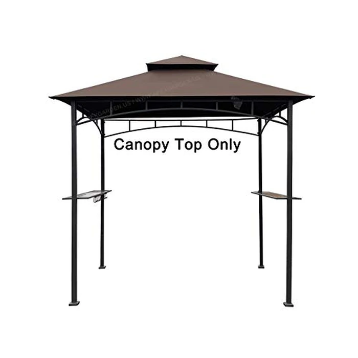 APEX GARDEN Replacement Canopy Top CAN ONLY FIT for Model #L-GG001PST-F 5' X 8' Brown Double Tiered Canopy Grill BBQ Gazebo (Top Only) (Brown) by APEX GARDEN - Image 1