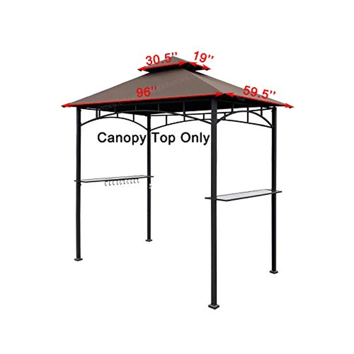 APEX GARDEN Replacement Canopy Top CAN ONLY FIT for Model #L-GG001PST-F 5' X 8' Brown Double Tiered Canopy Grill BBQ Gazebo (Top Only) (Brown) by APEX GARDEN - Image 3
