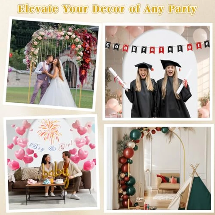 Arch Backdrop Stand and Cover Set| 7.2ft Wedding Metal Arch Stand with Spandex Fitted Backdrop Cover|Gold Balloon Arched Frame White Cover for Birthday Party Baby Shower Graduation Ceremony Décor by LifeisLuck - Image 5