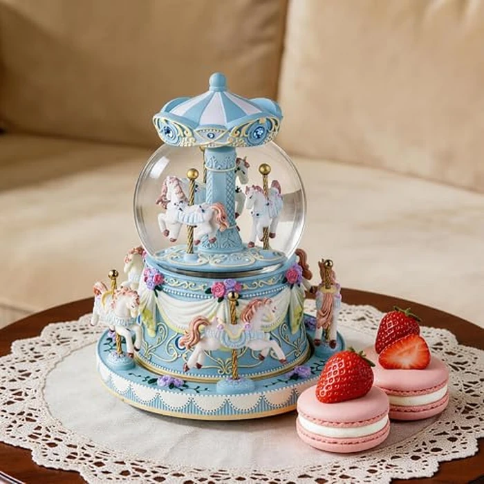 Carousel Snow Globe Music Box with LED Lights, Rotating Horse Music Box Playing “Over the Rainbow”, Glitter Snowfall, Hand-Painted Collectible Gift, for Girls, Women & Home Décor by Mr.Winder - Image 3