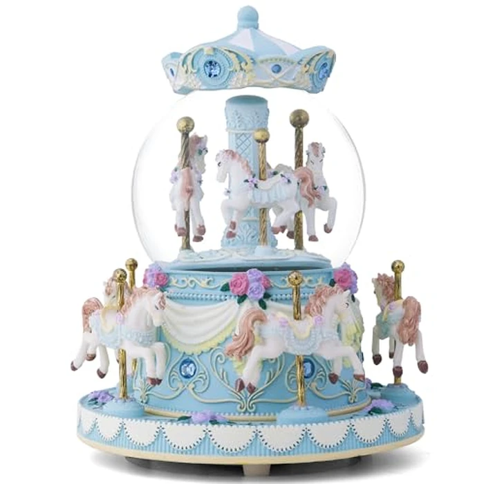 Carousel Snow Globe Music Box with LED Lights, Rotating Horse Music Box Playing “Over the Rainbow”, Glitter Snowfall, Hand-Painted Collectible Gift, for Girls, Women & Home Décor by Mr.Winder - Image 7