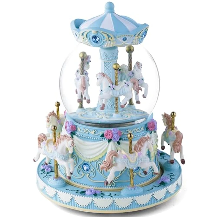 Carousel Snow Globe Music Box with LED Lights, Rotating Horse Music Box Playing “Over the Rainbow”, Glitter Snowfall, Hand-Painted Collectible Gift, for Girls, Women & Home Décor by Mr.Winder - Image 8