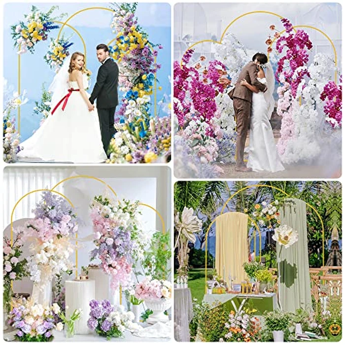 Wokceer Wedding Arch Backdrop Stand 7.2FT, 6.6FT, 6FT Set of 3 Gold Metal Arch Backdrop Stand for Wedding Ceremony Baby Shower Birthday Party Garden Floral Balloon Arches Decoration by Wokceer - Image 6