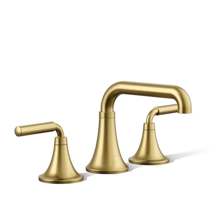 KOHLER K-27416-4-2MB Tone(TM) Widespread Bathroom Sink Faucet, 3-Hole, Widespread Bathroom Faucets with Two Lever Handles and Clicker Drain, 1.2 GPM, Vibrant Brushed Moderne Brass by Kohler - Used - Like New condition