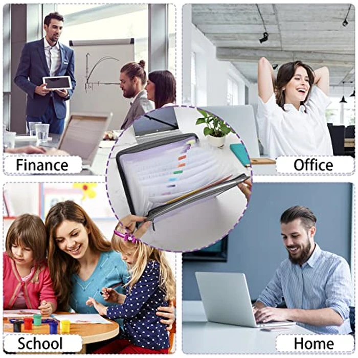 NAFY Accordion File Organizer, 13 Pockets Expanding File Folder with Zipper, A4 Letter Size Portable Accordion Expanding File Folders with 27pcs Colour Labels for Home Office School Supplies (Lilac) by Nafy - Image 7