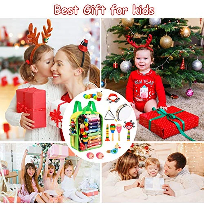 Kids Musical Instruments, 33Pcs 18 Types Wooden Percussion Instruments Tambourine Xylophone Toys for Kids Children, Preschool Education Early Learning Musical Toy for Boys and Girls by Taimasi - Image 7