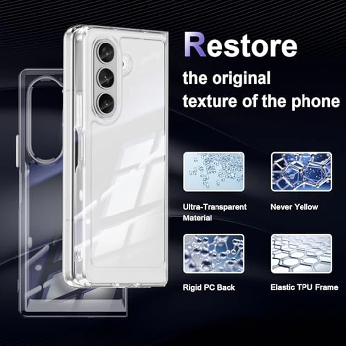 Liisooka Case for Samsung Galaxy Z Fold 7, Military Grade Drop Protection Clear Phone Case, Yellowing Resistant, Anti-Scratch Hard PC Back, Shockproof Hard Ultra-Thin Protective Cover, Transparent by Liisooka - Image 3