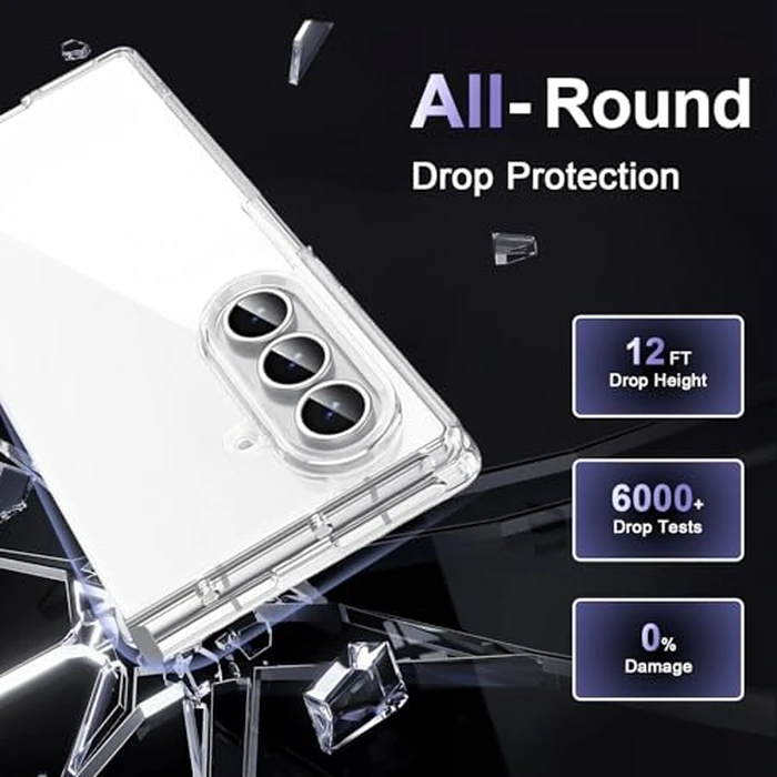 Liisooka Case for Samsung Galaxy Z Fold 7, Military Grade Drop Protection Clear Phone Case, Yellowing Resistant, Anti-Scratch Hard PC Back, Shockproof Hard Ultra-Thin Protective Cover, Transparent by Liisooka - Image 4
