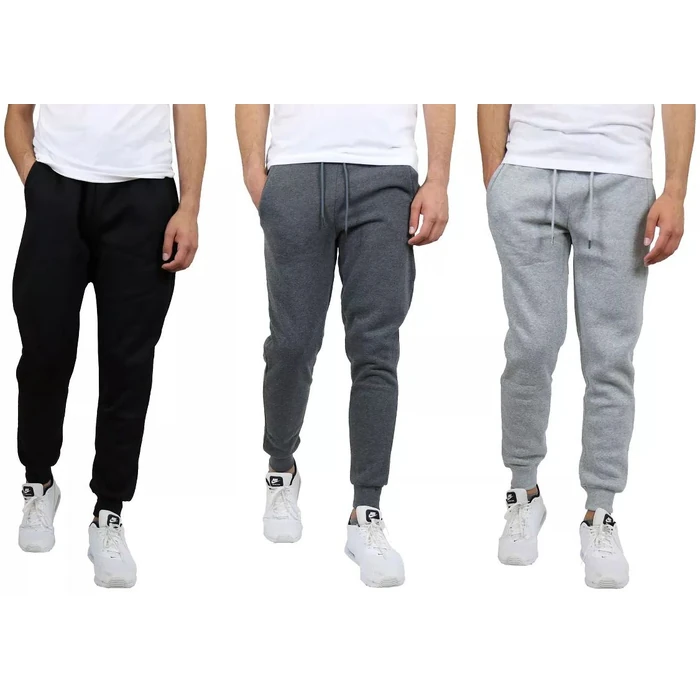 Blue Ice Men's Modern Fit Fleece Jogger Sweatpants Large (3-Pack) - Black-Charcoal-Heather Grey by Blue Ice - Refurbished - Brand New condition