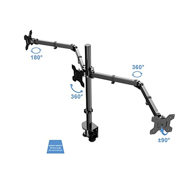 Rocelco 46" Height Adjustable Standing Desk Converter with AC USB Charger and Triple Monitor Mount Arm Bundle - Extra Tall Sit Stand Desktop Computer Riser Workstation - Black (R DADRB-46-ACUSB-DM3) by Rocelco - Image 7