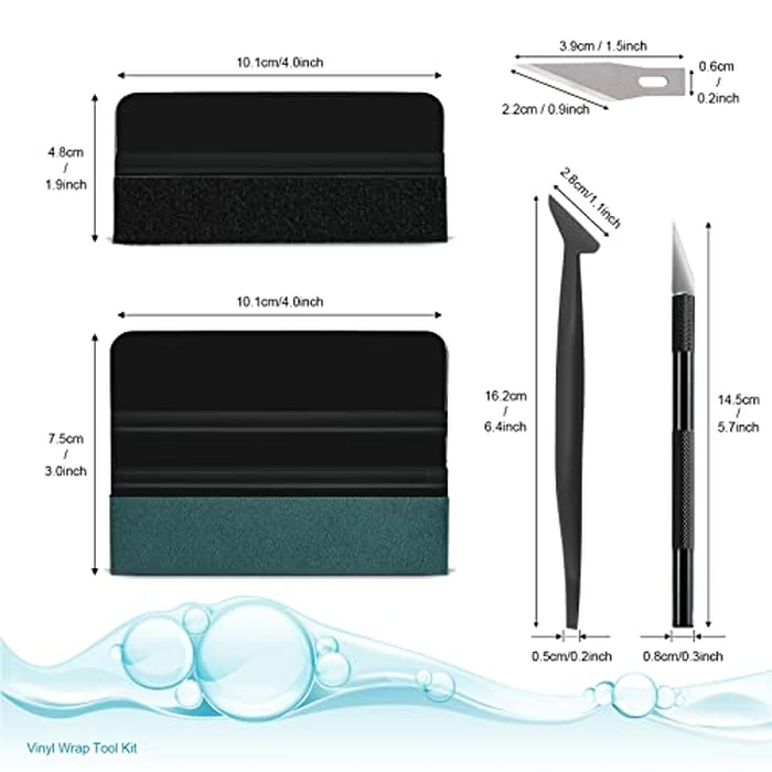 NEWISHTOOL Car Window Tint Installation Kit - Vinyl Wrap Tools With Felt Squeegee, Micro Squeegee, Razor Blade Knife by NEWISHTOOL - Image 3