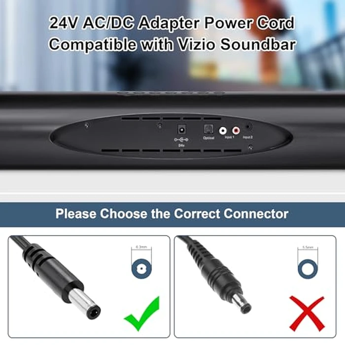 VIFOCUFY 24V AC Adapter Charger for Vizio Soundbar VSB200 VSB205 VSB210 VSB206 VSB207 VSB210WS VHT215 VHT510 P/N:90012422801 S065BP2400250 SB4021-MA1 Speaker Home Theater Sound Bar Power Supply Cord by VIFOCUFY - Image 5