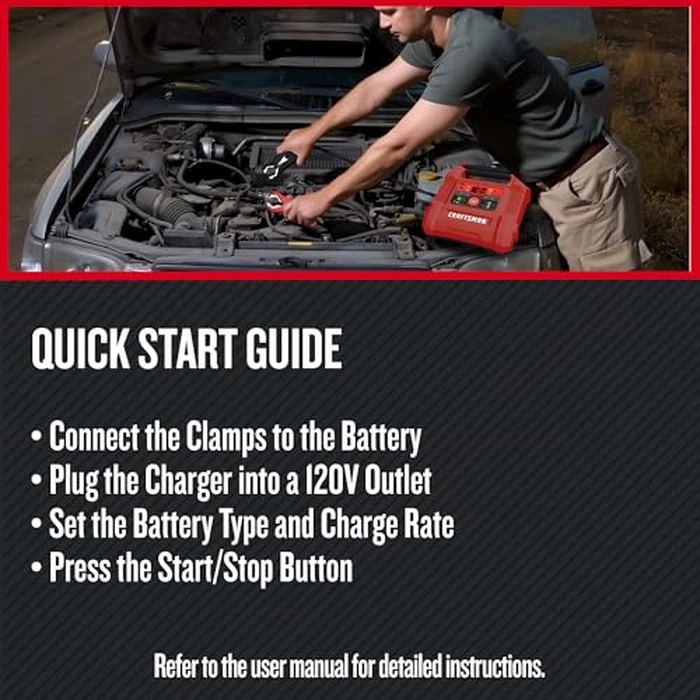 CRAFTSMAN 12A Car Battery Charger and Maintainer, 4-in-1 Solution, Battery Tester, for 6V/12V Power Sport, Automotive, and Marine Batteries, CMXCESM258 by CRAFTSMAN - Image 5