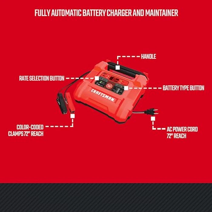 CRAFTSMAN 12A Car Battery Charger and Maintainer, 4-in-1 Solution, Battery Tester, for 6V/12V Power Sport, Automotive, and Marine Batteries, CMXCESM258 by CRAFTSMAN - Image 8