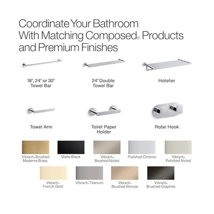 Kohler 73144-BV K-73144-BV Composed Double Towel BAR, Brushed Bronze, Vibrant French Gold by Kohler - Image 6