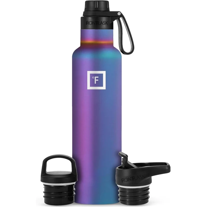 Camping & Hiking Hydration Canteen with Spout Lid (3 Lids) - Double Walled Stainless Steel Insulated Water Bottle - Leak Proof Flask for Sports Gym Travel - Vacuum & BPA Free by IRON degreesFLASK - Used - Like New condition - CA$16.07