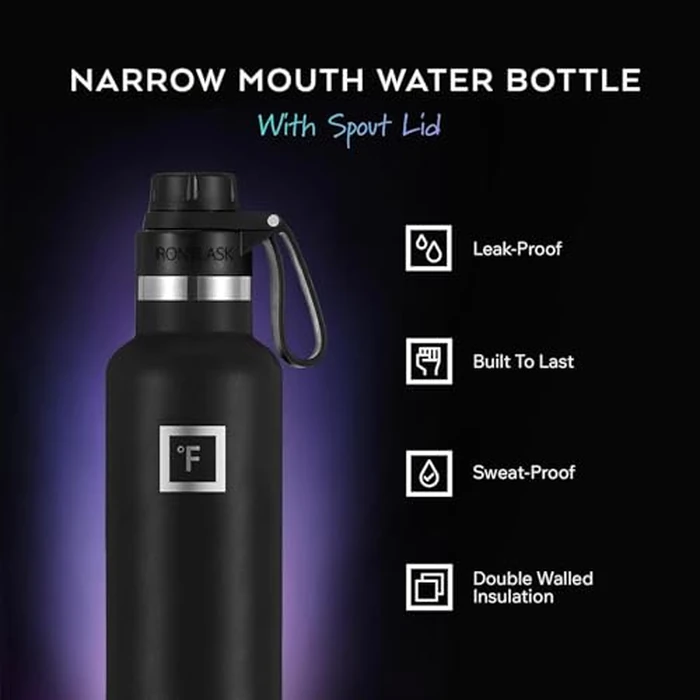 Camping & Hiking Hydration Canteen with Spout Lid (3 Lids) - Double Walled Stainless Steel Insulated Water Bottle - Leak Proof Flask for Sports Gym Travel - Vacuum & BPA Free by IRON degreesFLASK - Image 2