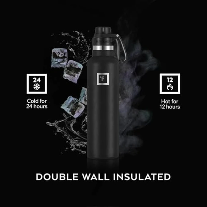 Camping & Hiking Hydration Canteen with Spout Lid (3 Lids) - Double Walled Stainless Steel Insulated Water Bottle - Leak Proof Flask for Sports Gym Travel - Vacuum & BPA Free by IRON degreesFLASK - Image 3