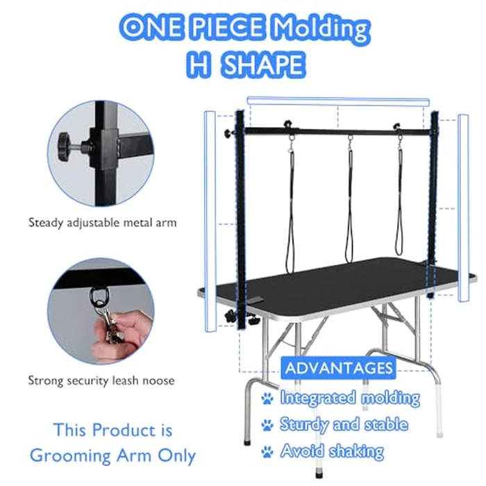 LEIBOU H-Shape Dog Grooming Arm Pet Supplies Grooming Table Arm with 3 Noose and Clamp Heavy Duty Aluminum Alloy Frame with 35.4” Adjustable Height and 36.2” ~ 50” Adjustable Width Dog Grooming Kit by LEIBOU - Image 3