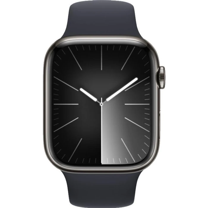 Apple Watch Series 9 (Cellular + GPS) - 64GB - 45mm - Graphite Stainless Steel Case with Midnight Rubber Sport Band - One Size by Apple - Refurbished - Excellent condition - CA$727.99