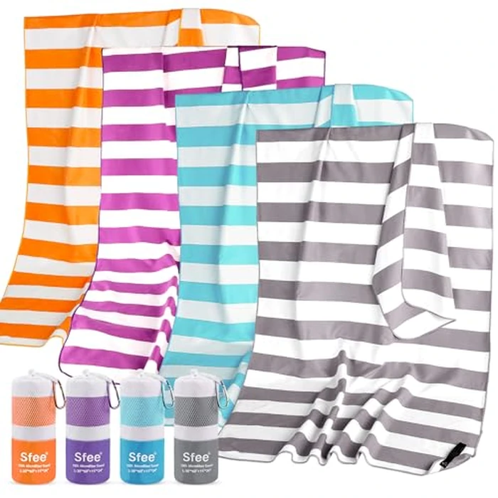 Sfee 2 in 1 Microfiber Beach Towels Oversized, Quick Dry Towel Travel Towel Camping Towel, Super Absorbent Compact Gym Towel Sport Towel for Beach,Travel,Hiking,Backpacking,Workout, Pool, Bath, Yoga by Sfee - Used - Very Good condition