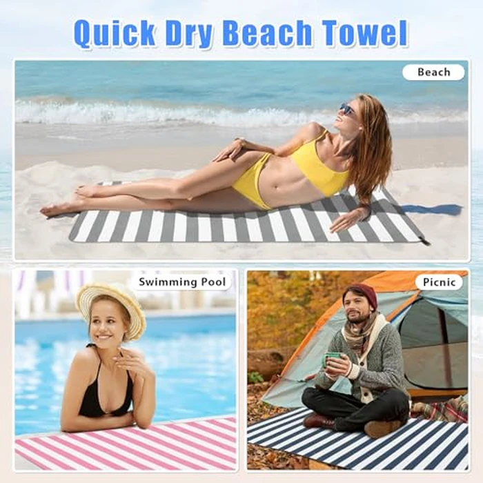 Sfee 2 in 1 Microfiber Beach Towels Oversized, Quick Dry Towel Travel Towel Camping Towel, Super Absorbent Compact Gym Towel Sport Towel for Beach,Travel,Hiking,Backpacking,Workout, Pool, Bath, Yoga by Sfee - Image 5