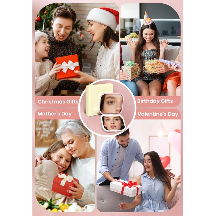 SisKokoro Magnifying Mirror with Light, Rechargeable 40X Compact Mirror with 3 Lighting Modes & Dimmable Brightness, Portable Travel Makeup Mirror with Light, Essentials for Travel, Pocket Purse Pink by SisKokoro - Image 9