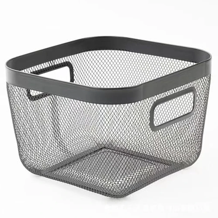 AJIODA Metal Mesh Steel Baskets, Household Wire Storage Organizer Bin Garden Harvest Basket Multi-functional Fruit Baskets with Handles for Kitchen Bathroom Picnic Shopping Decor Cabinet Home, Black by AJIODA - Used - Acceptable condition