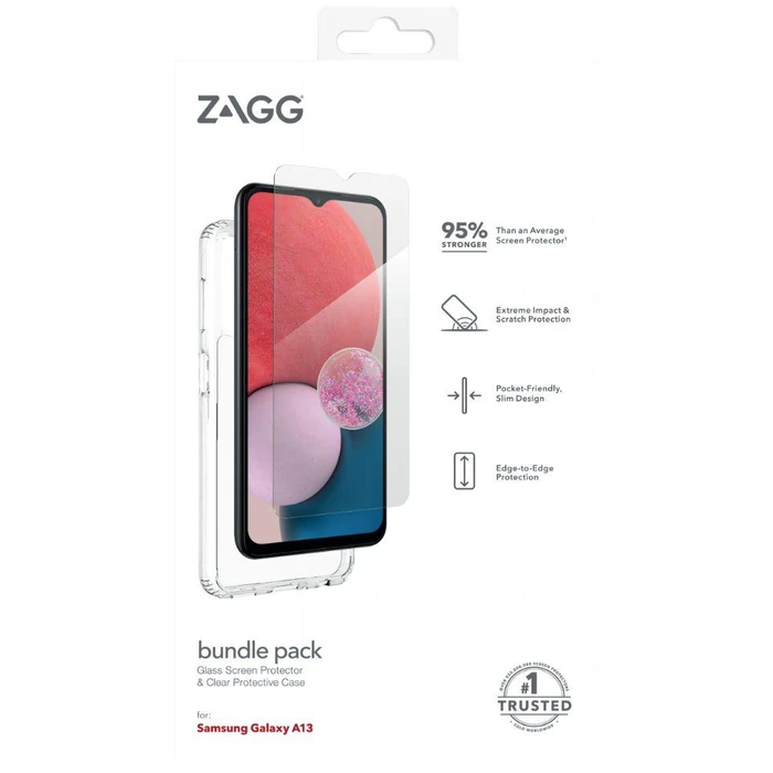 ZAGG Bundle Pack Glass Scren Protector & Protective Phone Case for Samsung Galaxy A13 - Clear by ZAGG - Image 2