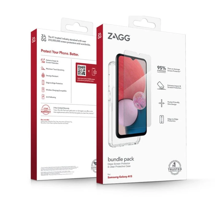 ZAGG Bundle Pack Glass Scren Protector & Protective Phone Case for Samsung Galaxy A13 - Clear by ZAGG - Image 4