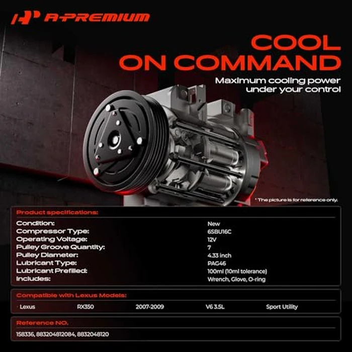 A-Premium A/C Compressor with Clutch Compatible with Lexus RX350 3.5L 2007-2009 Sport Utility by A-Premium - Image 2