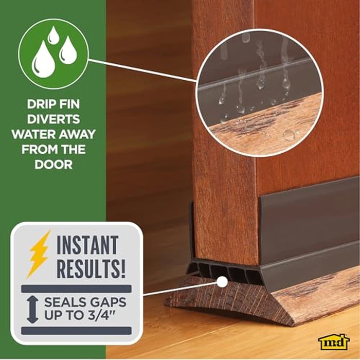 M-D Building Products 40718 Vinyl DENY(TM) Heavy-Duty U-Shape Slide-On Under Door Seal, Easy-to-Install, Weatherproof Seal for Doors, Bug Stopper, Effective Draft Blocker, Ideal for Home (36 Inch, Brown) by M-D Building Products - Image 3