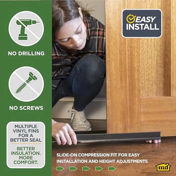 M-D Building Products 40718 Vinyl DENY(TM) Heavy-Duty U-Shape Slide-On Under Door Seal, Easy-to-Install, Weatherproof Seal for Doors, Bug Stopper, Effective Draft Blocker, Ideal for Home (36 Inch, Brown) by M-D Building Products - Image 7