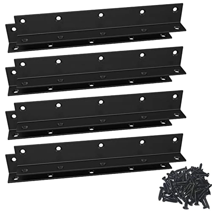 L Bracket,Heavy Duty Corner Brace,Stainless Steel Corner Bracket,Black Large Angle Brackets, Metal Braces for Wood Aufuga (10, 8x1x1) by Aufuga - Image 1