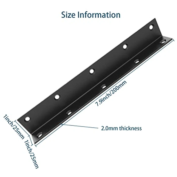 L Bracket,Heavy Duty Corner Brace,Stainless Steel Corner Bracket,Black Large Angle Brackets, Metal Braces for Wood Aufuga (10, 8x1x1) by Aufuga - Image 3