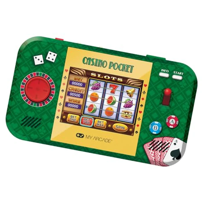 My Arcade Casino Pocket: Retro Casino Arcade Game, 30 Games, Rechargeable Battery, Includes Travel Case and Screen Protector, Roulette, Poker, Blackjack by My Arcade - Used - Acceptable condition