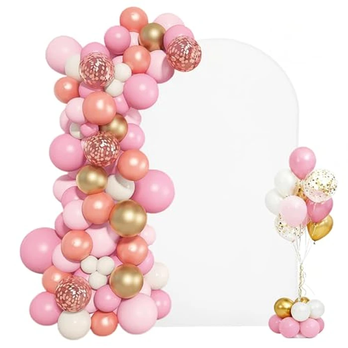 VEVOR Arch Backdrop Stand, 7.2 x 4 ft, Stable Structure, Easy Assembly, 1 Set Gold Metal Arch Backdrop Stand with Cover for Wedding, Birthday Party, Holiday Celebration, and Ceremony Decoration by VEVOR - Used - Like New condition - CA$36.96