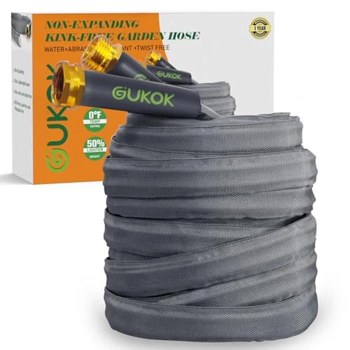 GUKOK Garden Hose 50 FT, Non-Expanding Water Hose, Ultra-Light & Flexible, Burst-Resistant, Kink-Free, High-Pressure Garden Hose All-Weather Use for Lawns, Gardens, and Outdoor Cleaning by GUKOK - Used - Like New condition - US$25.64