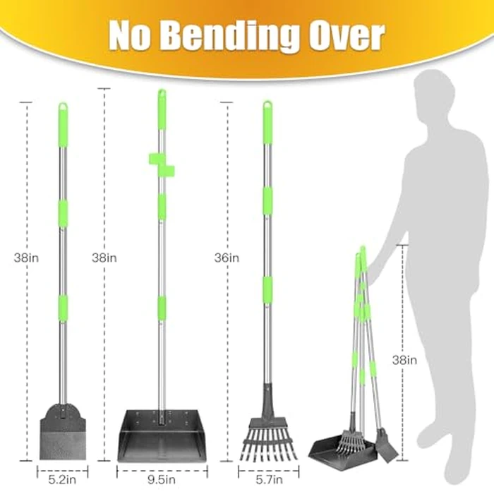 TOOGE Larger Pooper Scooper, Dog Pooper Scooper for Large Medium Small Dogs Heavy Duty Long Handle Metal Tray Rake Shovel Set for Yard Grass by TOOGE - Image 3