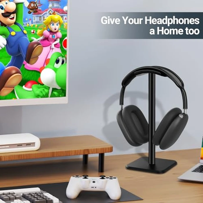 Ceecysaa Headphone Stand, Headset Stand with Aluminum Supporting Bar, Headphone Holder with Stable Anti-Slip Base, Headset Holder for All Gaming Music Headphones Size (Black) by Ceecysaa - Image 4
