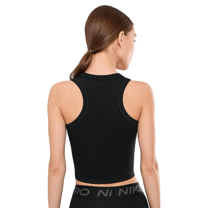 Nike Women's One Fitted Dri-Fit Crop Tank, Black/White, Large by Nike - Image 4