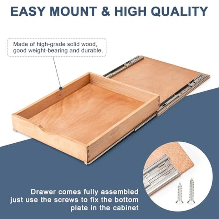 Draworia Pull Out Cabinet Drawers - 6x2 Size Options (12-23'W,18-21'D), Pre-Assembled with Soft Close Slides, Solid Beechwood, Easy Installation(18'W x 18'D) by Draworia - Image 7