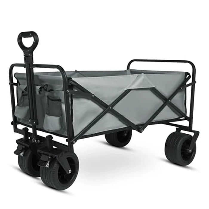 Yesker Foldable Wagon - 300lbs Collapsible Garden Carts with All Terrain Wheels for Outdoor Camping Sports Shopping Gardening - Heavy Duty Portable Utility Trolley (Gray) by Yesker - Used - Very Good condition - US$69.90