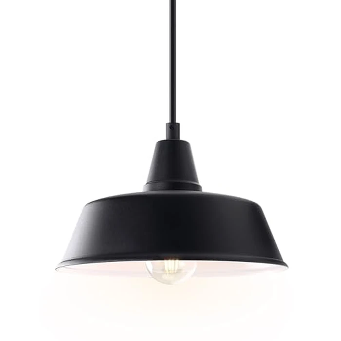GOALPLUS 10in Dome Farmhouse Barn Pendant Light Fixtures Black Outdoor Porch Ceiling Mount Lights Kitchen Island Home Hanging Lighting for Indoor, Industrail Exterior Pendant Ceiling Lamp, Adjustable by GOALPLUS - Used - Very Good condition