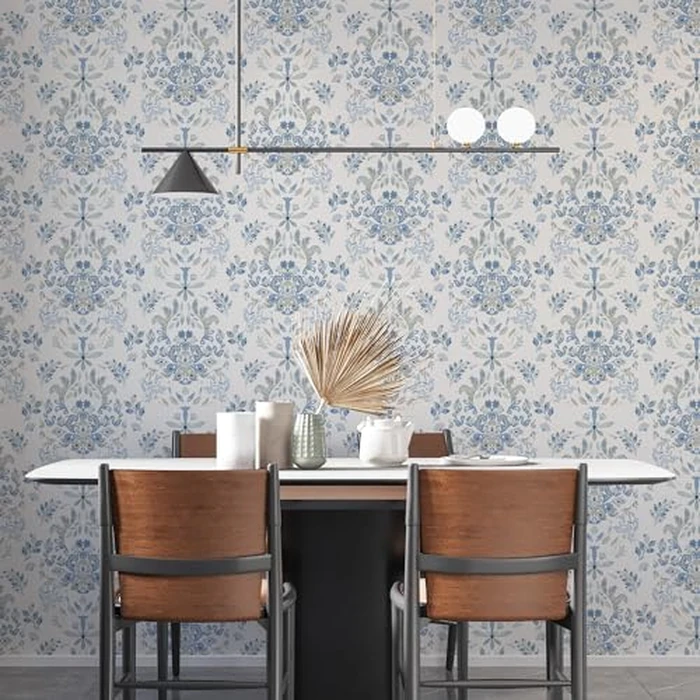 Wallpaper Peel and Stick Wallpaper for Home Decoration Kitchen Blue Wild Flower Removable Vinyl Self Adhesive Shelf Paper & Drawer Liner Roll House, Workshop & Office 17.3" x 394" TH8098-10 by Mounting UP - Image 2