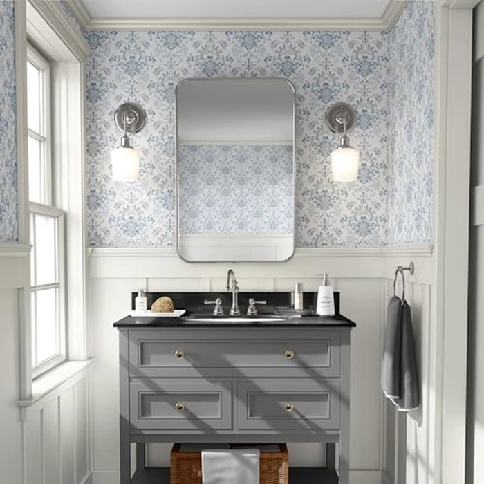 Wallpaper Peel and Stick Wallpaper for Home Decoration Kitchen Blue Wild Flower Removable Vinyl Self Adhesive Shelf Paper & Drawer Liner Roll House, Workshop & Office 17.3" x 394" TH8098-10 by Mounting UP - Image 4