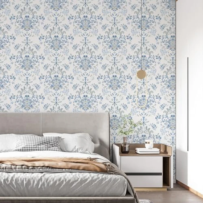 Wallpaper Peel and Stick Wallpaper for Home Decoration Kitchen Blue Wild Flower Removable Vinyl Self Adhesive Shelf Paper & Drawer Liner Roll House, Workshop & Office 17.3" x 394" TH8098-10 by Mounting UP - Image 6