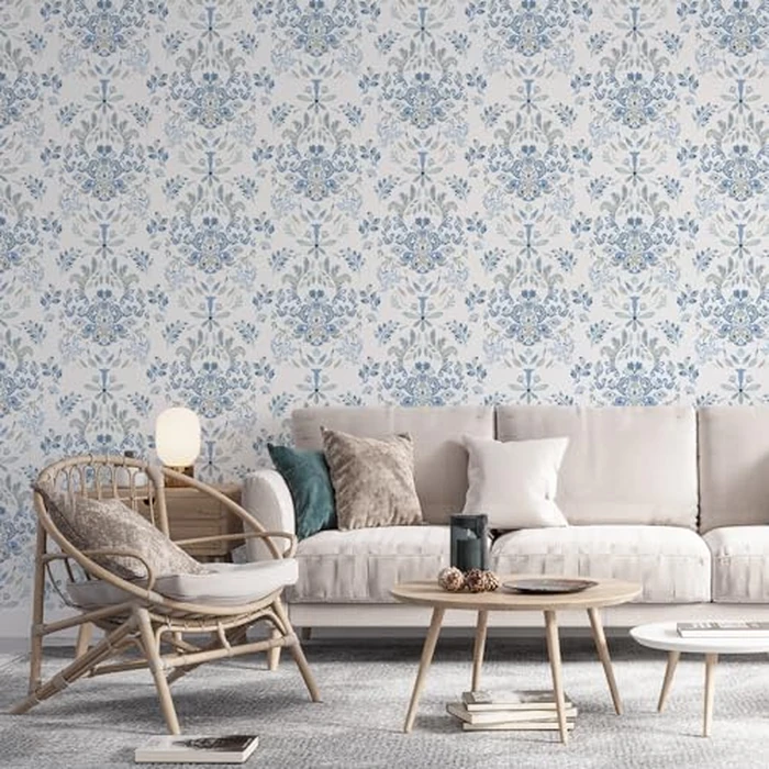 Wallpaper Peel and Stick Wallpaper for Home Decoration Kitchen Blue Wild Flower Removable Vinyl Self Adhesive Shelf Paper & Drawer Liner Roll House, Workshop & Office 17.3" x 394" TH8098-10 by Mounting UP - Image 7