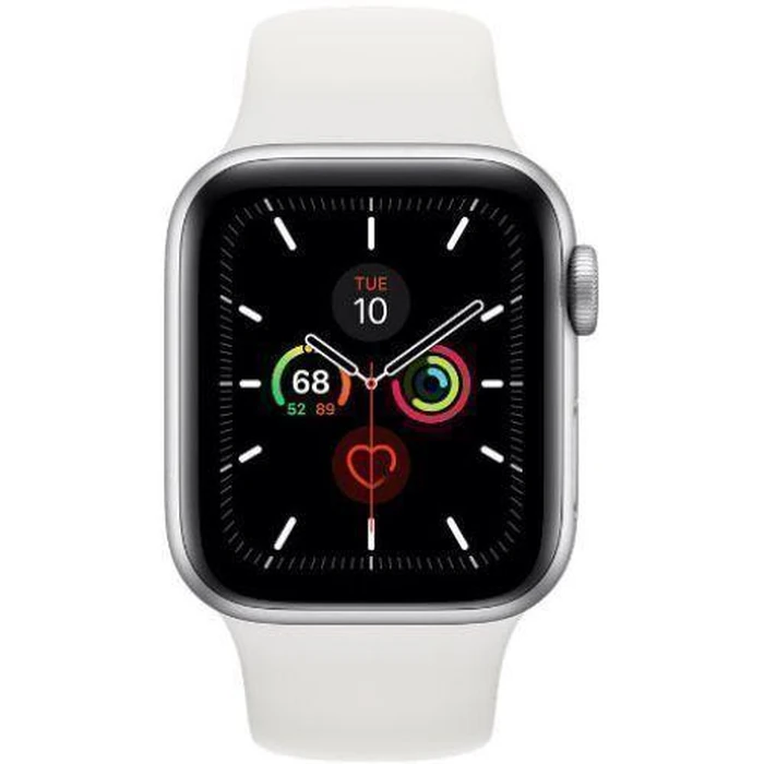 Apple Watch Series 5 (GPS) - 32GB - 44mm - Silver Aluminum Case with White Rubber Sport Band by Apple - Refurbished - Acceptable condition - US$114.98