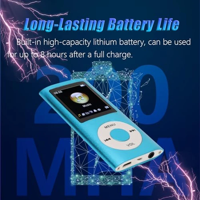 MP3 Player, Portable Lossless Sound Slim MP3 Music Player with Earphone, 1.8 Inch LCD Screen Digital Music Player, Support Up to 64GB (Blue) by Luqeeg - Image 4